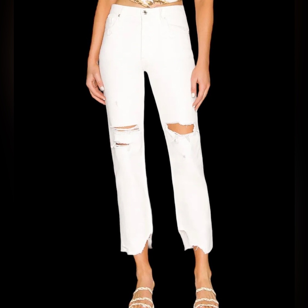 Free People We The Free Tapered Baggy Boyfriend Jeans Distressed White Size 27